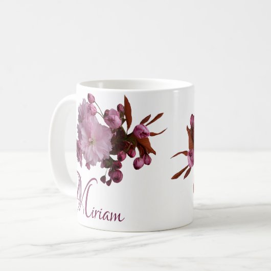  Miriam naam roze rozenbloemen boho C Koffiemok (Voorkant links)