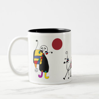 Miro geïnspireerde kunst tweekleurige koffiemok