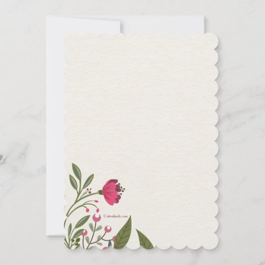 Mirror Afbeelding Floral Invitation Kaart (Achterkant)