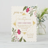 Mirror Afbeelding Floral Invitation Kaart (Staand voorkant)