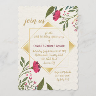 Mirror Afbeelding Floral Invitation Kaart