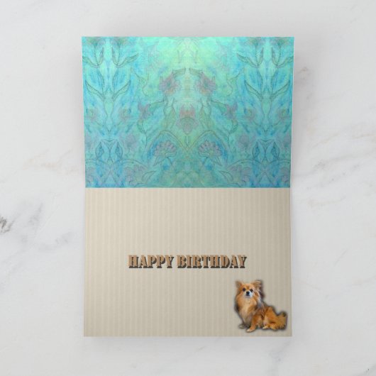 Mirror afbeelding van Long Hair Chihuahua verjaard Kaart (Binnen)