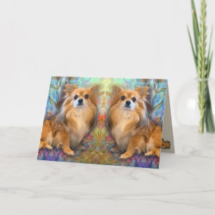 Mirror afbeelding van Long Hair Chihuahua verjaard Kaart