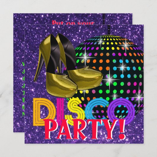 Mirror Ball Disco Dance Party Kaart (Voorkant / Achterkant)