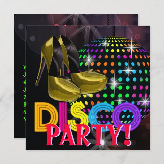 Mirror Ball Disco Dance Party Uitnodigingen (Voorkant / Achterkant)