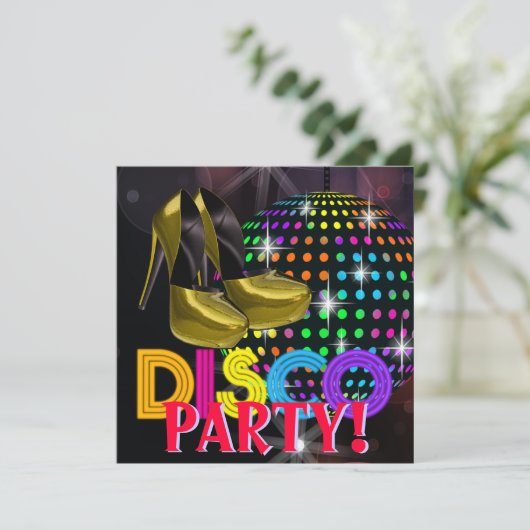 Mirror Ball Disco Dance Party Uitnodigingen (Staand voorkant)