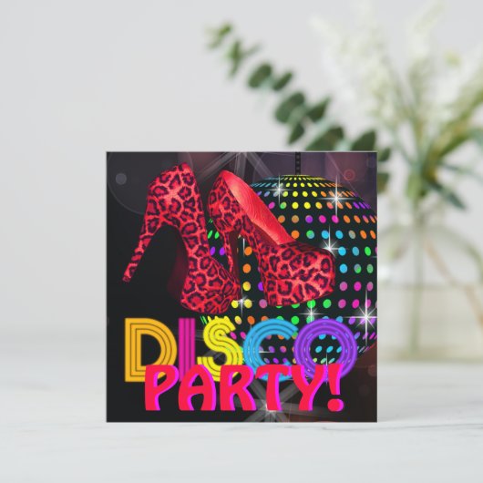 Mirror Ball Disco Dance Party Uitnodigingen (Staand voorkant)