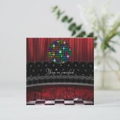 Mirror Ball Disco Party Invitation Sjabloon Kaart (Staand voorkant)