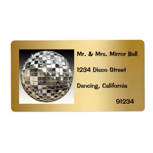 Mirror Ball Disco Party-labels Etiket (Voorkant)