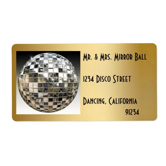 Mirror Ball Disco Party-labels Etiket (Voorkant)