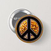 MIRROR BALL PEACE SIGN RONDE BUTTON 5,7 CM (Voorkant /achterkant)
