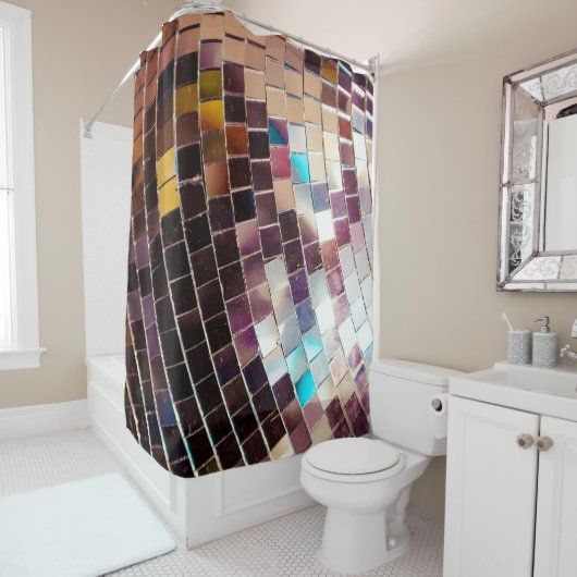 Mirror Disco Ball Douchegordijn (In situ)