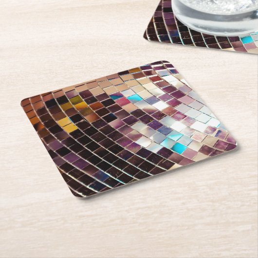 Mirror Disco Ball Kartonnen Onderzetters (Schuin)