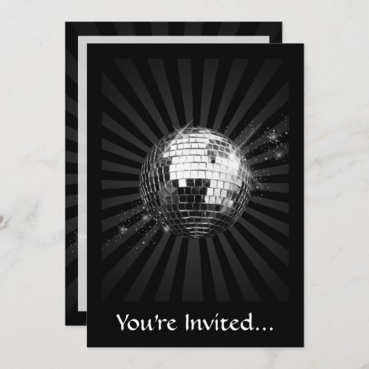 Mirror Disco Ball on Black Kaart (Voorkant / Achterkant)