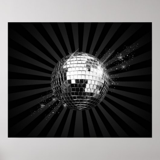 Mirror Disco Ball on Black Poster (Voorkant)