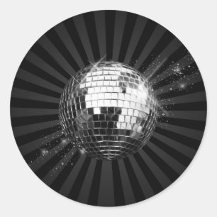 Mirror Disco Ball on Black Ronde Sticker
