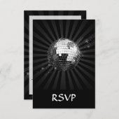 Mirror Disco Ball on Black RSVP Kaartje (Voorkant / Achterkant)