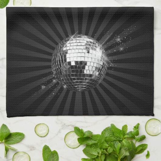 Mirror Disco Ball on Black Theedoek (Gevouwen)