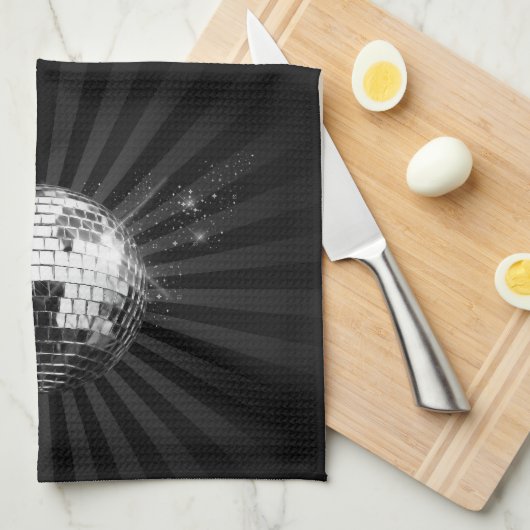 Mirror Disco Ball on Black Theedoek (Quarter Fold)
