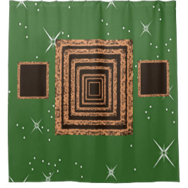 Mirror groen oranje douchegordijn