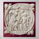 Mirror hoesje die een schaakspel weergeeft, c.1300 poster (Voorkant)