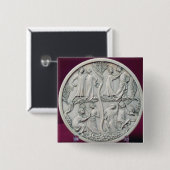 Mirror-hoesje met courante scènes, c.1320-30 vierkante button 5,1 cm (Voorkant /achterkant)