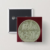 Mirror-hoesje met courante scènes, c.1320-30 vierkante button 5,1 cm (Voorkant /achterkant)