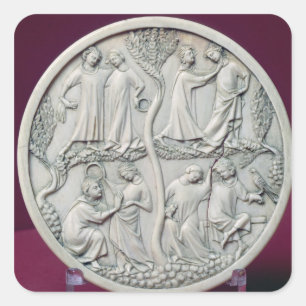 Mirror-hoesje met courante scènes, c.1320-30 vierkante sticker