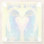 Mirror Image Peacock Coaster Glazen Onderzetter (Achterkant)