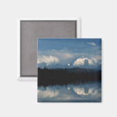 Mirror Lake Horizon met Forest & Snowy Mountains Magneet (Voorkant / Achterkant)