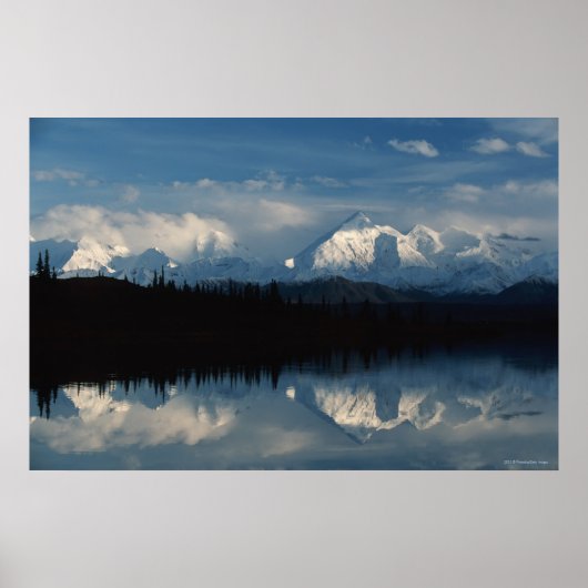 Mirror Lake Horizon met Forest & Snowy Mountains Poster (Voorkant)