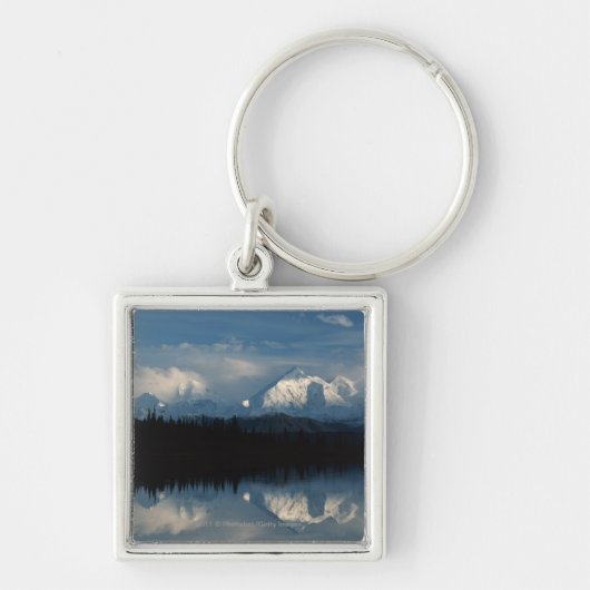 Mirror Lake Horizon met Forest & Snowy Mountains Sleutelhanger (Voorkant)