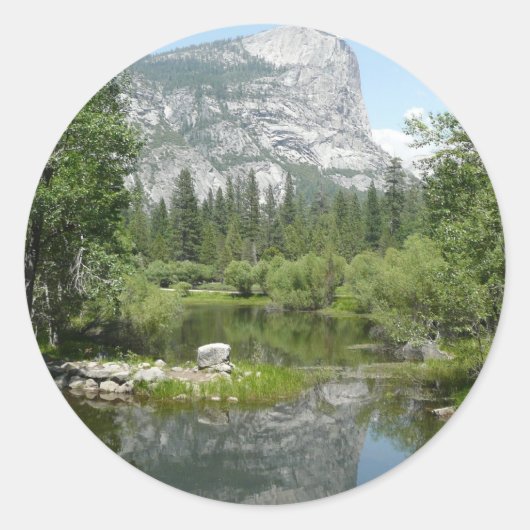 Mirror Lake Uitzicht in Yosemite National Park Ronde Sticker (Voorkant)
