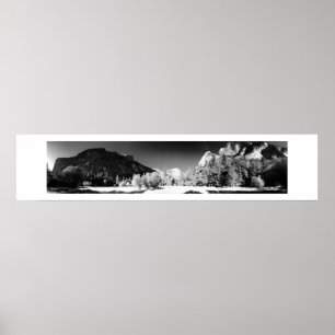 Mirror Lake Yosemite Black en White Panoramic Poster