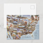 "Mirror Map of America" - Landmarks van Natuur Briefkaart (Voorkant / Achterkant)