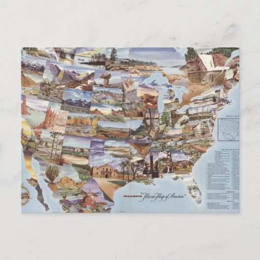 "Mirror Map of America" - Landmarks van Natuur Briefkaart (Voorkant)