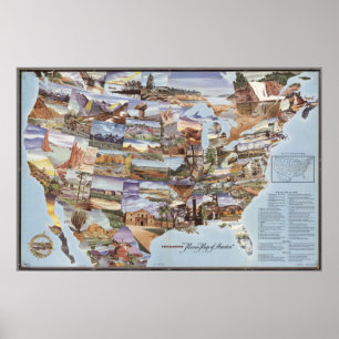 "Mirror Map of America" - Landmarks van Natuur Poster