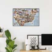 "Mirror Map of America" - Landmarks van Natuur Poster (Thuiskantoor)