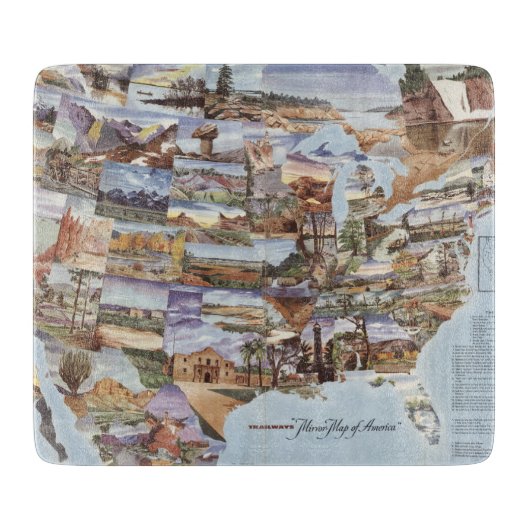 "Mirror Map of America" - Landmarks van Natuur Snijplank (Voorkant)