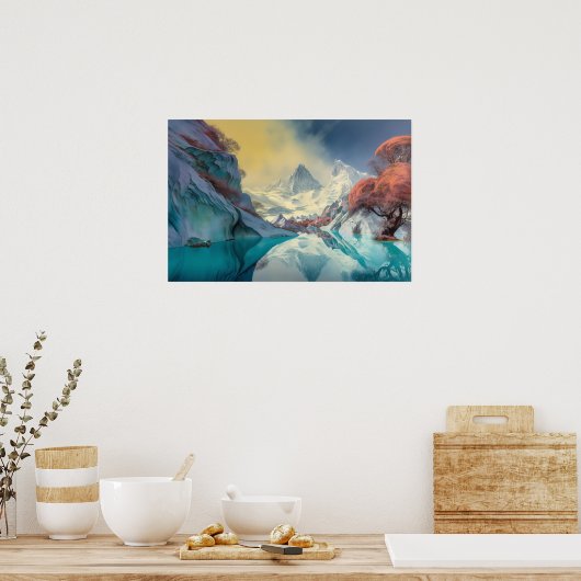 Mirror-meer in de bergen poster (Keuken)