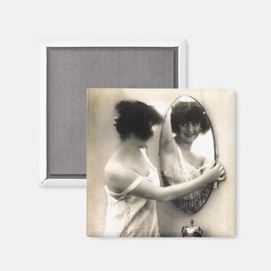 Mirror Mirror Erotica Pre Code Pin-Up Girl Magneet (Voorkant / Achterkant)