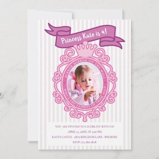 Mirror Mirror Princess Birthday Party Invitation Kaart (Voorkant)