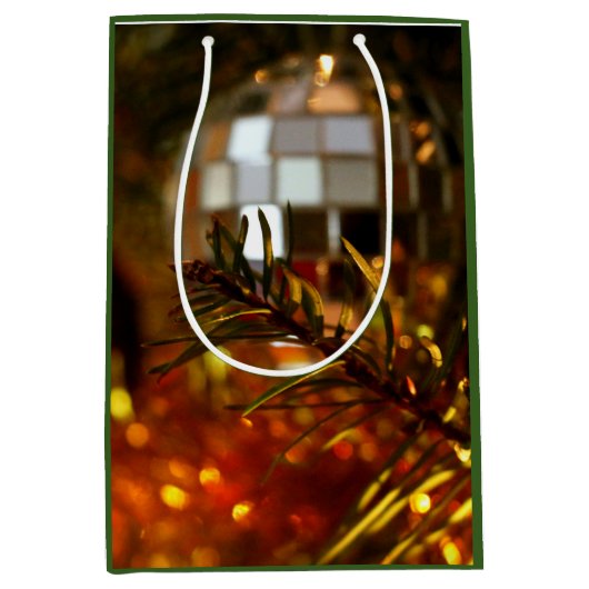 Mirror-versiering op kerstboomtas medium cadeauzakje (Voorkant)