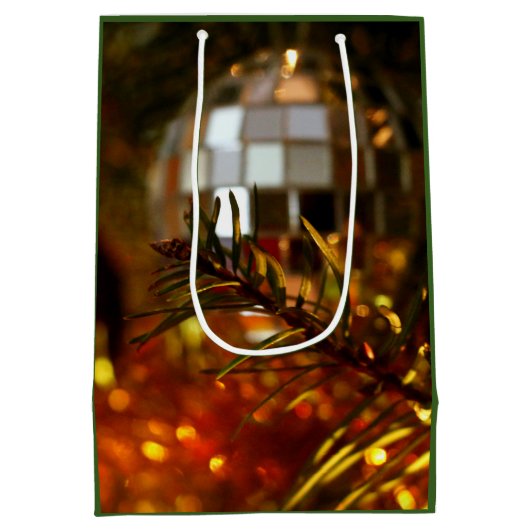 Mirror-versiering op kerstboomtas medium cadeauzakje (Achterkant)