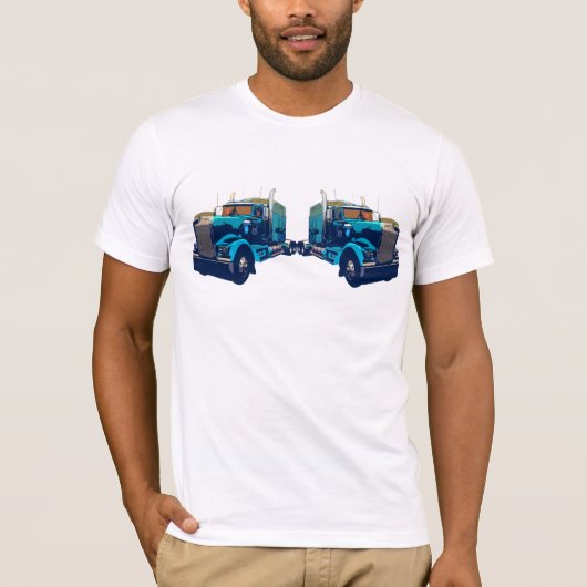 Mirrored Blue Semi Truck T-shirt (Voorkant)