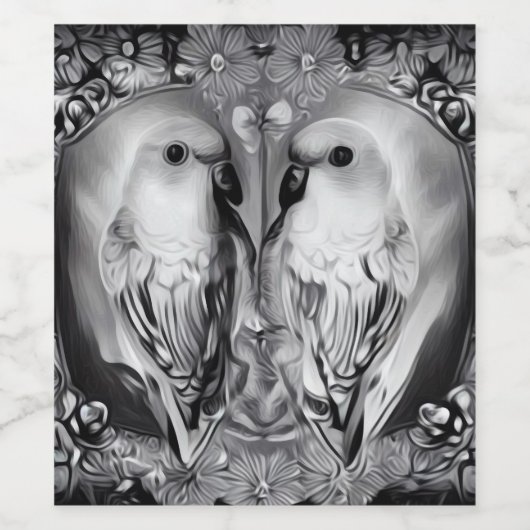 Mirrored Budgies Wijn Etiket (Enkel label)