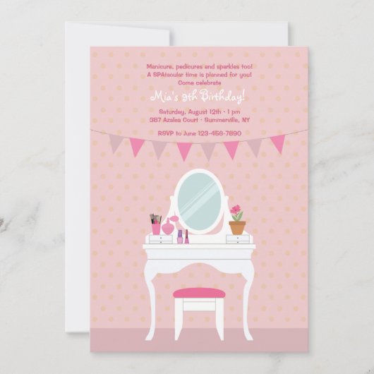 Mirrored Chest Spa Party Invitation Kaart (Voorkant)