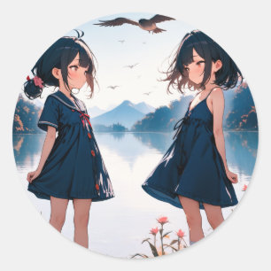 Mirrored Daydreams bij het meer Ronde Sticker