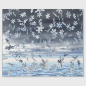 Mirrored Metallic Falling Snowflakes Cadeaupapier (Vlak)