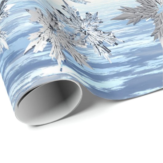 Mirrored Metallic Falling Snowflakes Cadeaupapier (Rol Hoek)